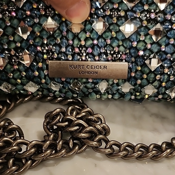 NWT Kurt Geiger London Elegant Blue/Teal Beaded Handbag - Picture 6 of 15